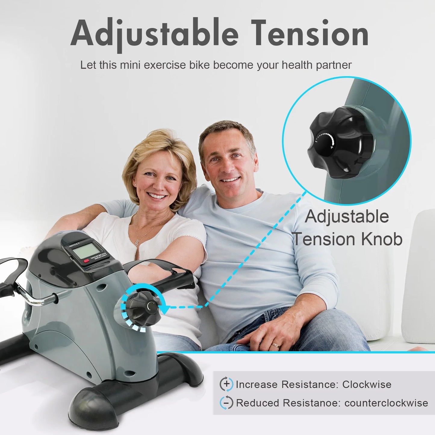 under Desk Bike Pedal Exerciser, Mini Exercise Bike with Digital Display, Portable Foot Cycle Arm & Leg Peddler Machine for Home