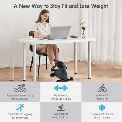under Desk Bike Pedal Exerciser, Mini Exercise Bike with Digital Display, Portable Foot Cycle Arm & Leg Peddler Machine for Home