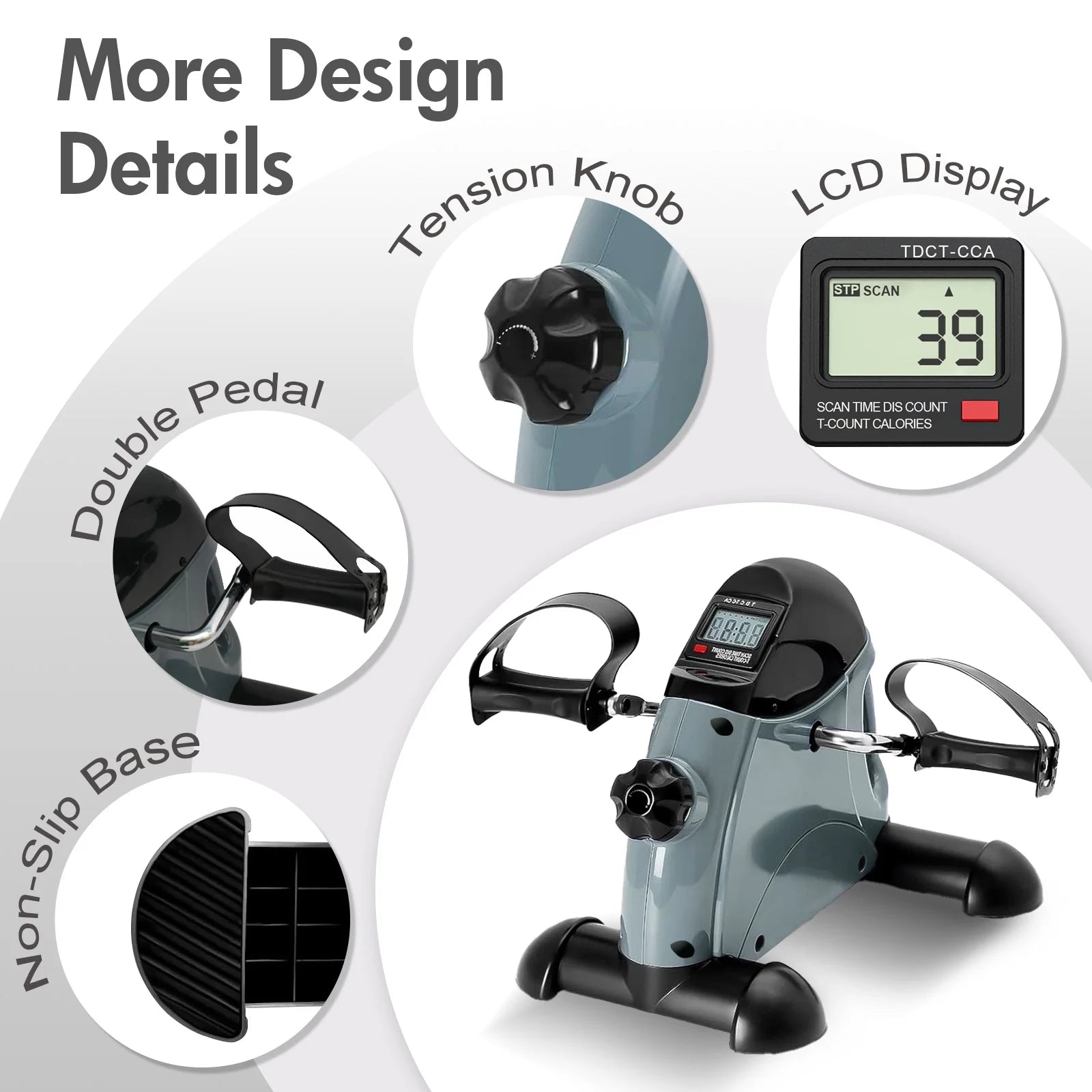 under Desk Bike Pedal Exerciser, Mini Exercise Bike with Digital Display, Portable Foot Cycle Arm & Leg Peddler Machine for Home