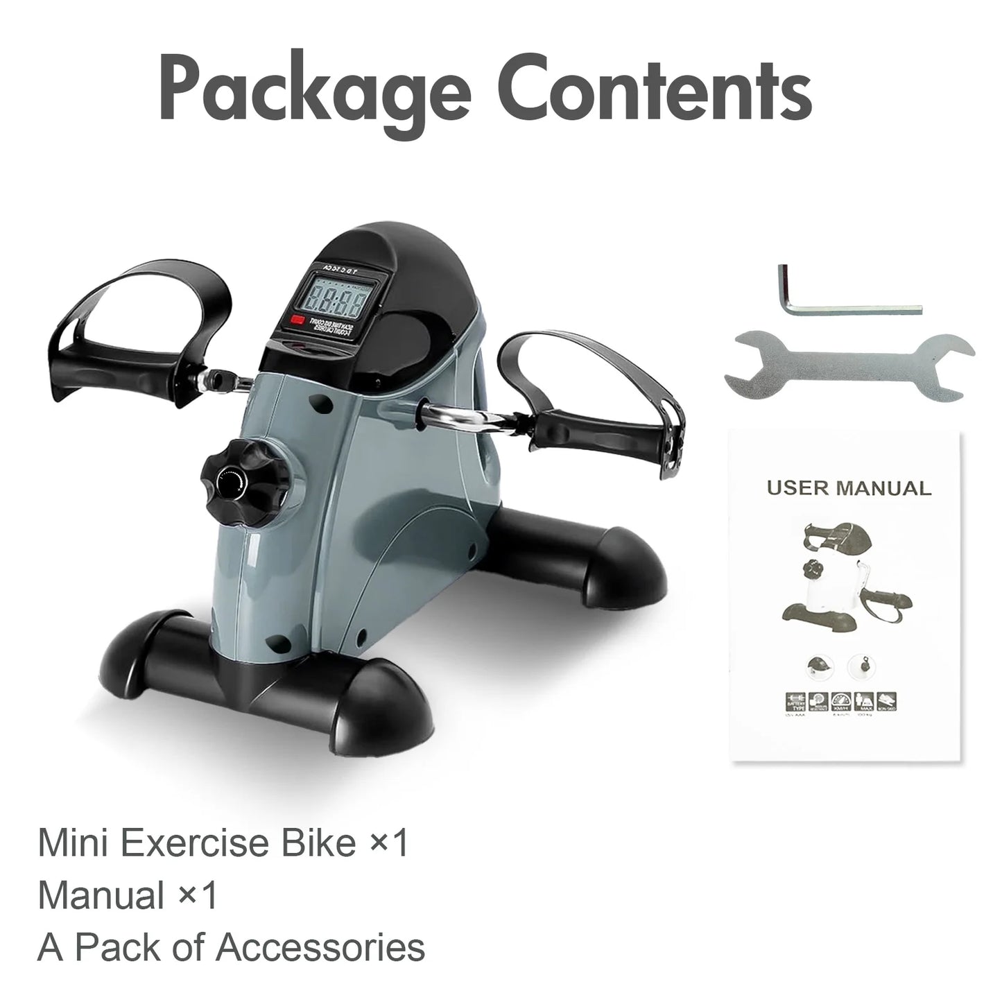 under Desk Bike Pedal Exerciser, Mini Exercise Bike with Digital Display, Portable Foot Cycle Arm & Leg Peddler Machine for Home