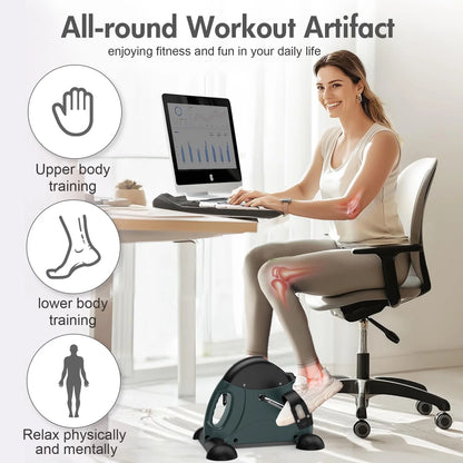 under Desk Bike Pedal Exerciser, Mini Exercise Bike with Digital Display, Portable Foot Cycle Arm & Leg Peddler Machine for Home